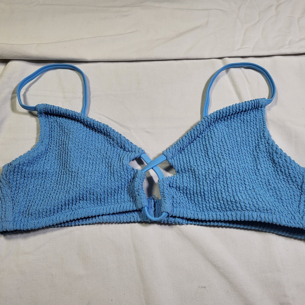 Aerie Blue Textured Bikini Top Nwt Juniors/womens Size Medium